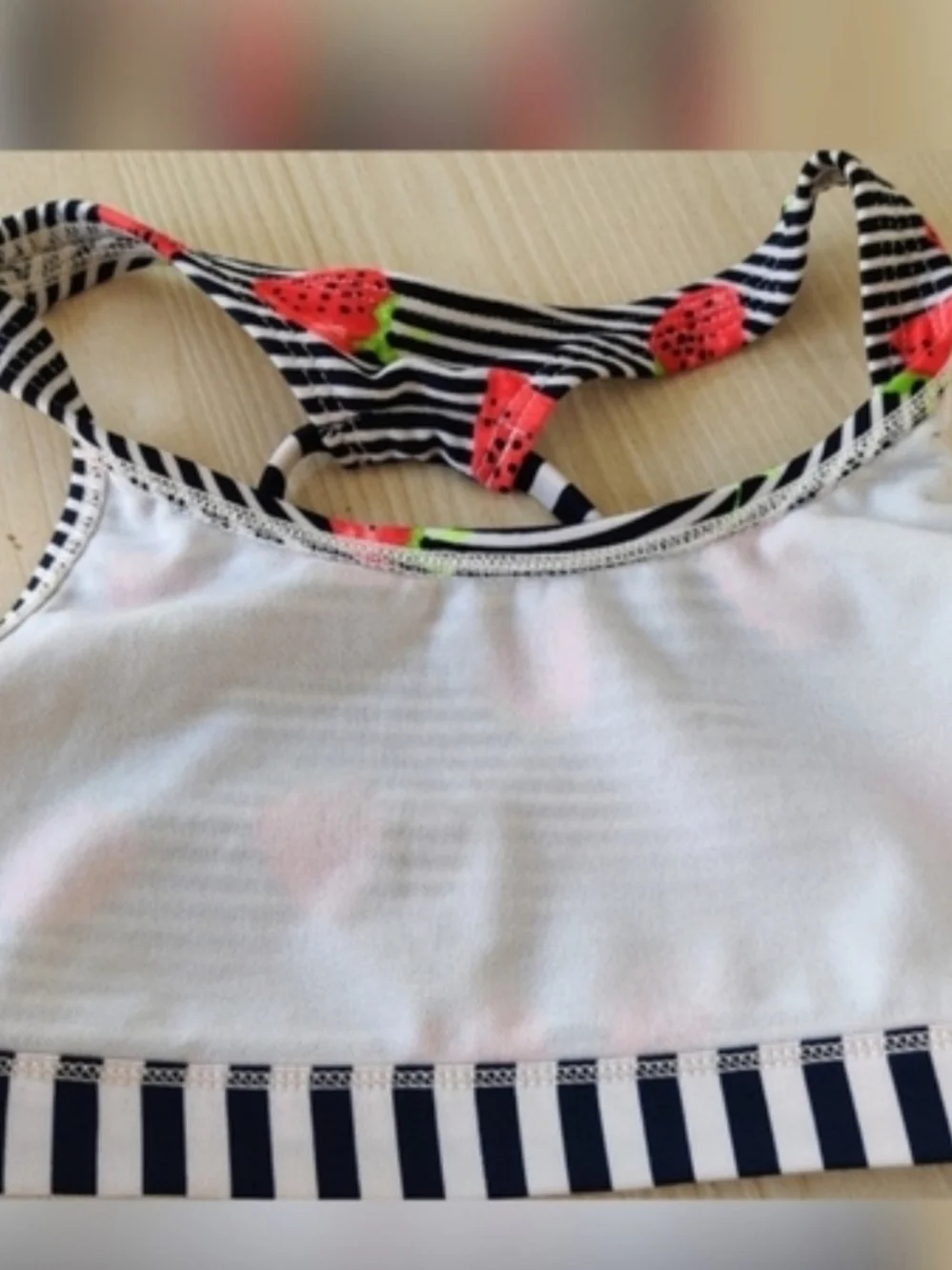 Cat & Jack Girls Blue striped w/Red Strwberries 2 piece Bikini Size S(6/6X)